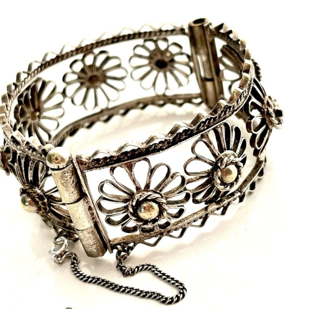 Vintage Tibetan Cage Silver Handmade Hinged Bracelet